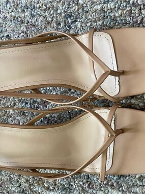Strappy Square-Toe Women’s Sandals — Nude
